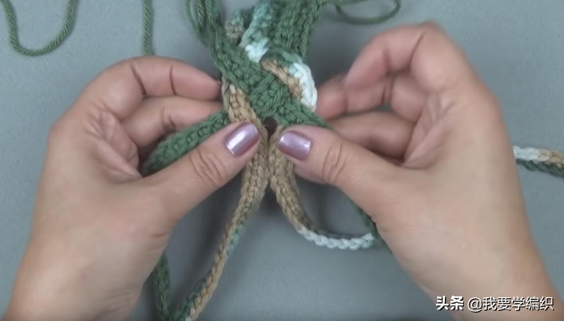 护腕绞花无指手套钩法_中粗羊毛线钩针教程_健身护腕手套