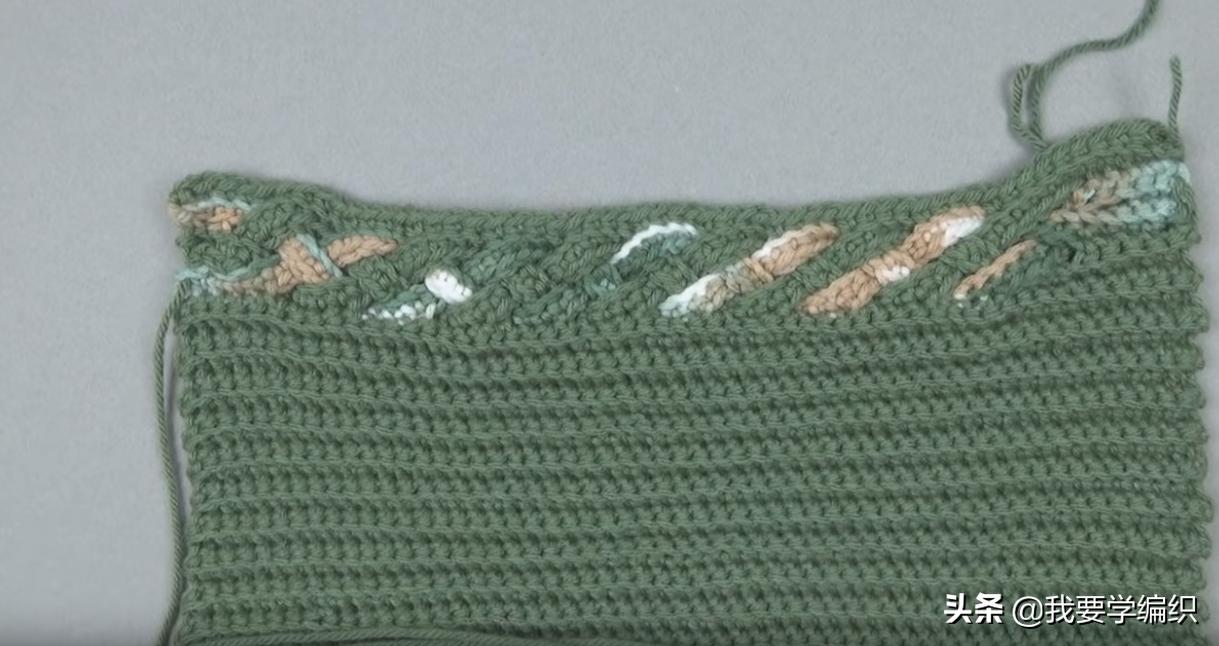 中粗羊毛线钩针教程_健身护腕手套_护腕绞花无指手套钩法