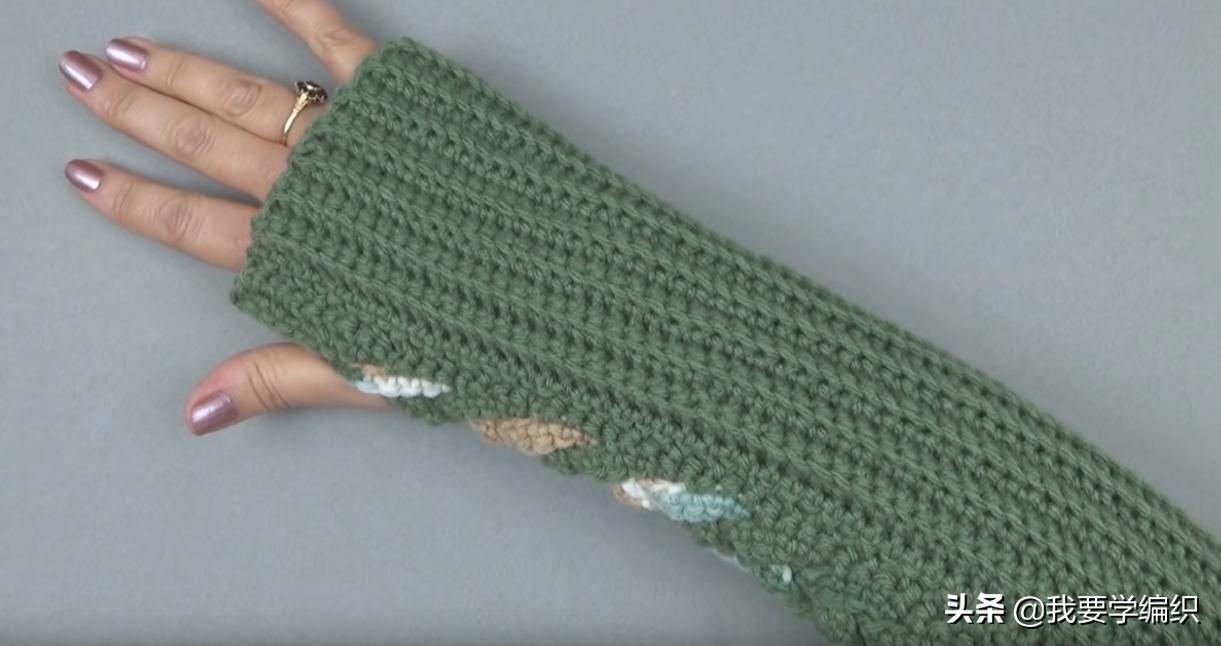 护腕绞花无指手套钩法_健身护腕手套_中粗羊毛线钩针教程