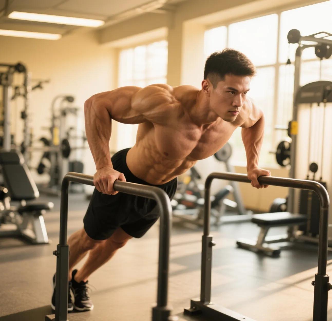 双杠臂屈伸_综合训练器 胸肌_杠铃划船