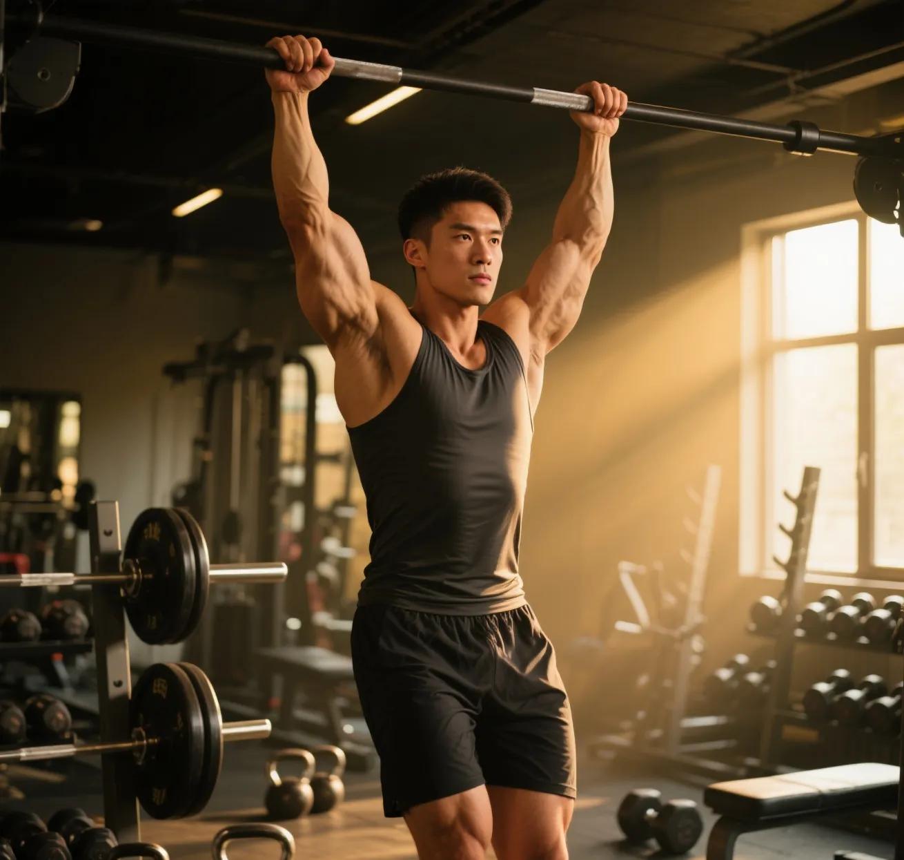 杠铃划船_综合训练器 胸肌_双杠臂屈伸